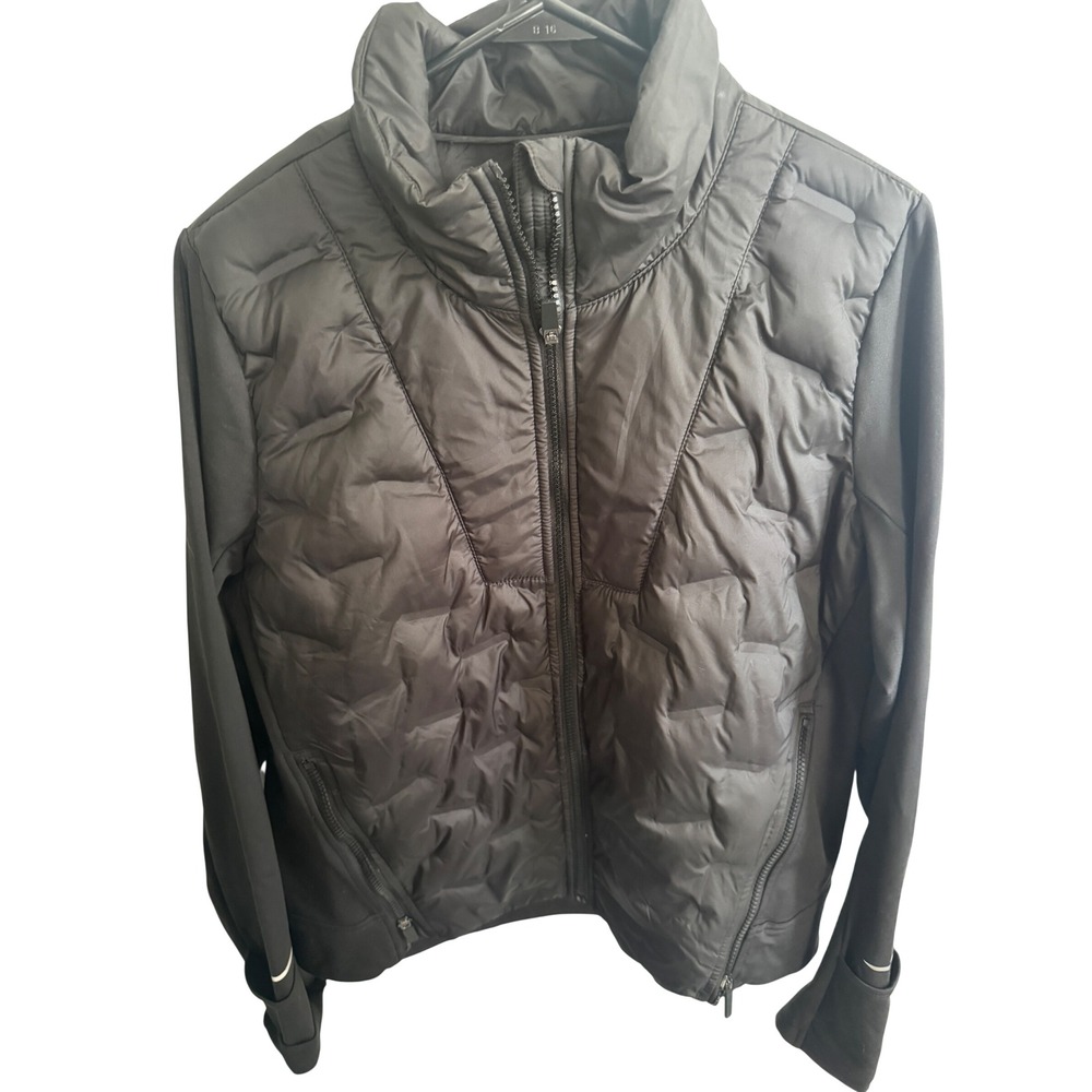 Calia by Carrie Underwood Black Quilted Hybrid Puffer Jacket Full Zip Women L